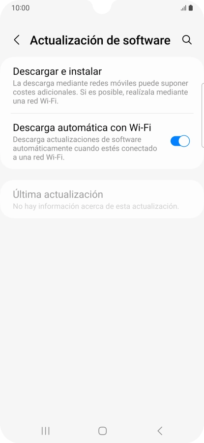 Pulsa Descargar e instalar. Si hay una versión de software nueva disponible, aparecerá ahora en la pantalla. Sigue las indicaciones de la pantalla para actualizar el software del teléfono.