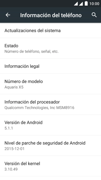 Pulsa Actualizaciones del sistema. Si hay una versión de software nueva disponible, aparecerá ahora en la pantalla. 
Sigue las indicaciones de la pantalla para actualizar el software del teléfono.