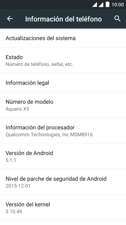 Pulsa Actualizaciones del sistema. Si hay una versión de software nueva disponible, aparecerá ahora en la pantalla. 
Sigue las indicaciones de la pantalla para actualizar el software del teléfono.