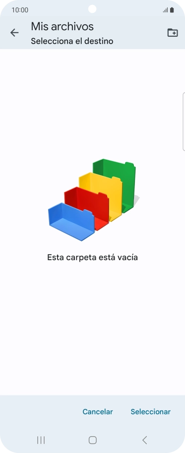 Si deseas crear una nueva carpeta, pulsa el icono de nueva carpeta y sigue las indicaciones de la pantalla para crearla.