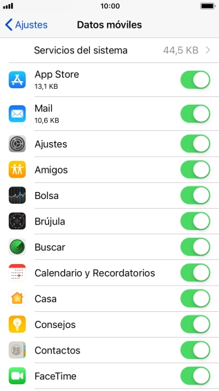 El consumo de datos por cada aplicación aparece bajo el nombre de la aplicación.