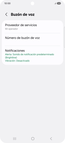 Pulsa Número de buzón de voz.