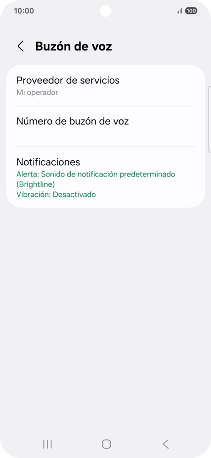 Pulsa Número de buzón de voz.