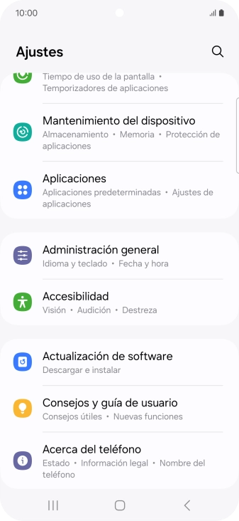 Pulsa Administración general.