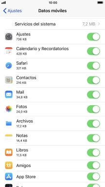 El consumo de datos por cada aplicación aparece bajo el nombre de la aplicación.