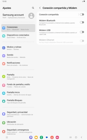 Pulsa Conexión compartida.