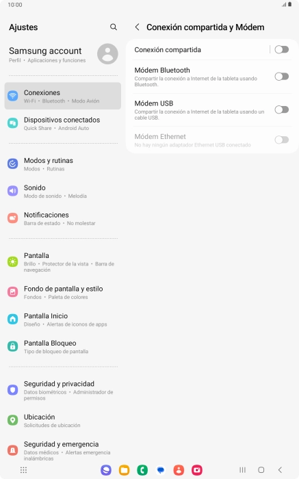 Pulsa Conexión compartida.