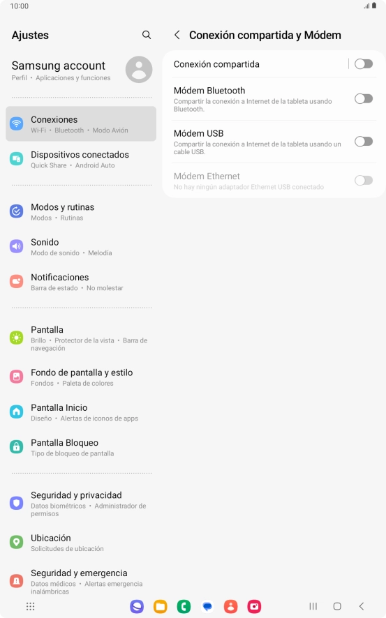 Pulsa Conexión compartida.