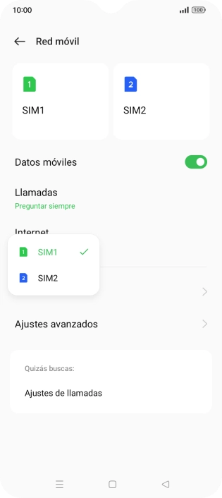 Pulsa la tarjeta SIM deseada.