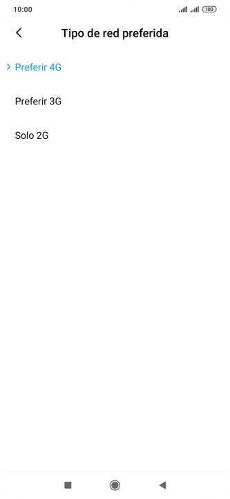 Pulsa el tipo de red deseado.