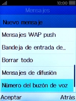 Selecciona Número del buzón de voz.