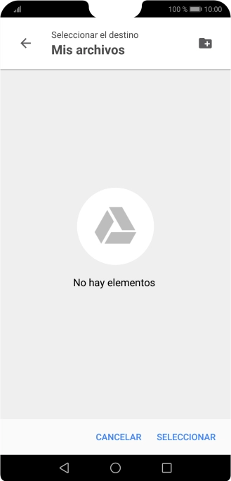 Si deseas crear una nueva carpeta, pulsa el icono de nueva carpeta y sigue las indicaciones de la pantalla para crearla.