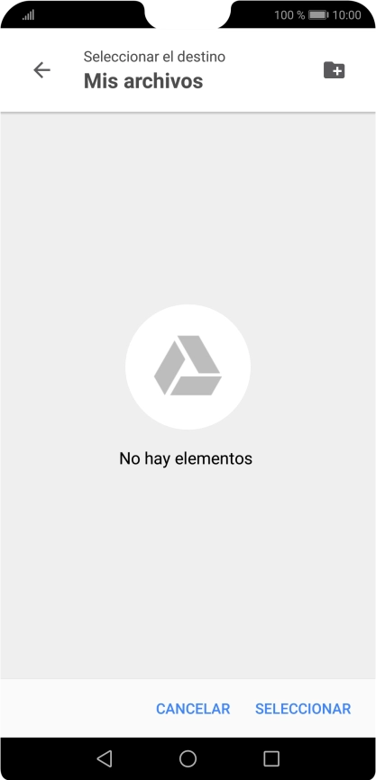 Si deseas crear una nueva carpeta, pulsa el icono de nueva carpeta y sigue las indicaciones de la pantalla para crearla.