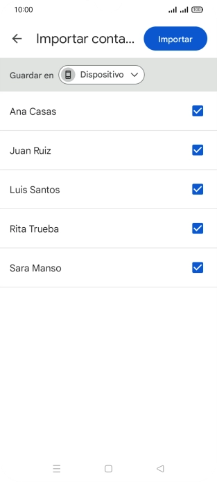 Pulsa en el campo junto a los contactos deseados para seleccionarlos.