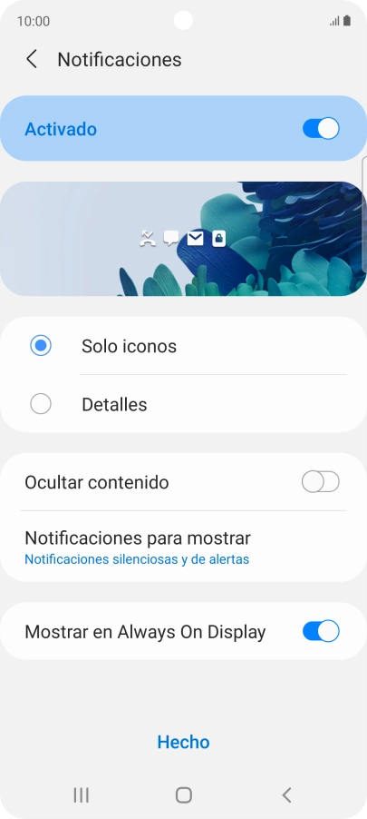 Pulsa los ajustes deseados para activarlos o desactivarlos.