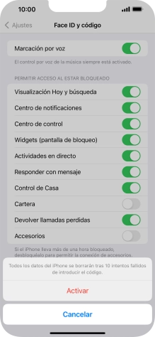 Si activas la función, pulsa Activar.