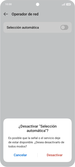 Pulsa Desactivar para desactivar la función y espera mientras el teléfono está buscando redes.