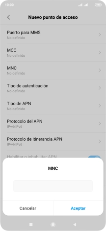 Introduce 01 y pulsa Aceptar.