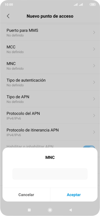 Introduce 01 y pulsa Aceptar.