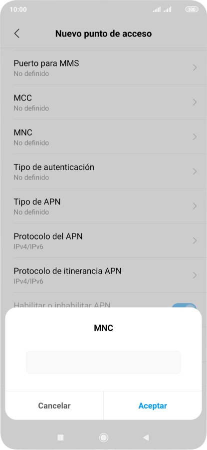 Introduce 01 y pulsa Aceptar.