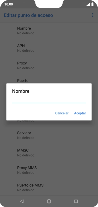Introduce Vodafone Internet y pulsa Aceptar.