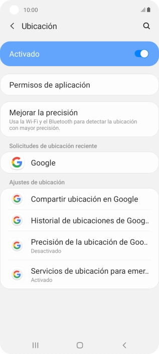 Pulsa Permisos de aplicación.