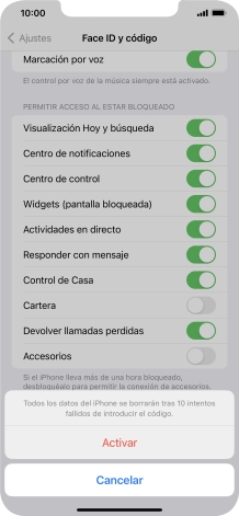Si activas la función, pulsa Activar.