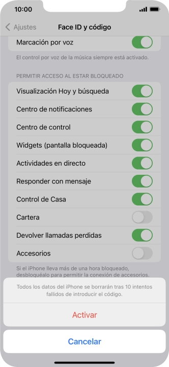 Si activas la función, pulsa Activar.