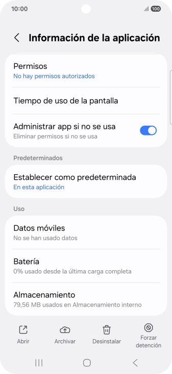 Pulsa Almacenamiento.