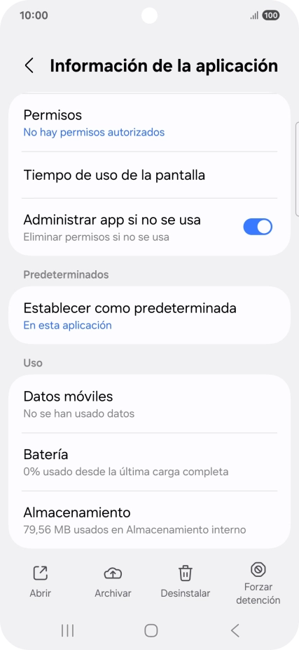 Pulsa Almacenamiento.
