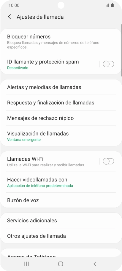 Pulsa Servicios adicionales.