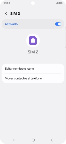 Pulsa el indicador para activar o desactivar el uso de la línea móvil (SIM).