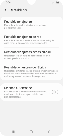 Pulsa Restablecer valores de fábrica.