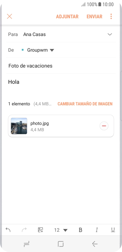 Pulsa ENVIAR cuando hayas terminado de escribir el correo electrónico.