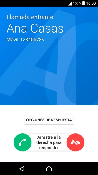 Si el bloqueo de pantalla está activado, pulsa el icono de contestar llamadas y arrástralo hacia la derecha.