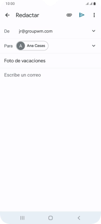 Pulsa en el campo de escritura  y escribe el texto del correo electrónico.