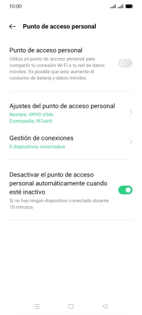 Pulsa Ajustes del punto de acceso personal.