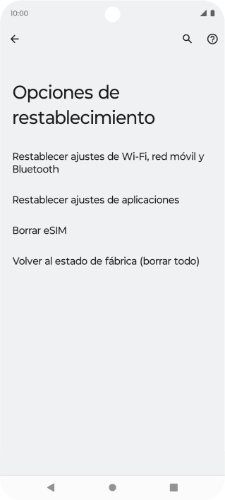Pulsa Volver al estado de fábrica (borrar todo).