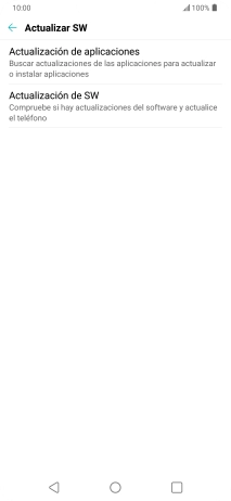 Pulsa Actualización de SW. Si hay una versión de software nueva disponible, aparecerá ahora en la pantalla. Sigue las indicaciones de la pantalla para actualizar el software del teléfono.