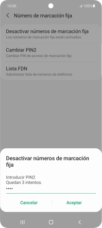 Introduce el código PIN2 y pulsa Aceptar. Introduce el código PIN2 y pulsa Aceptar.