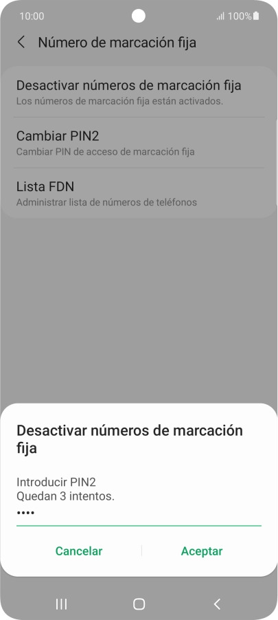 Introduce el código PIN2 y pulsa Aceptar. Introduce el código PIN2 y pulsa Aceptar.