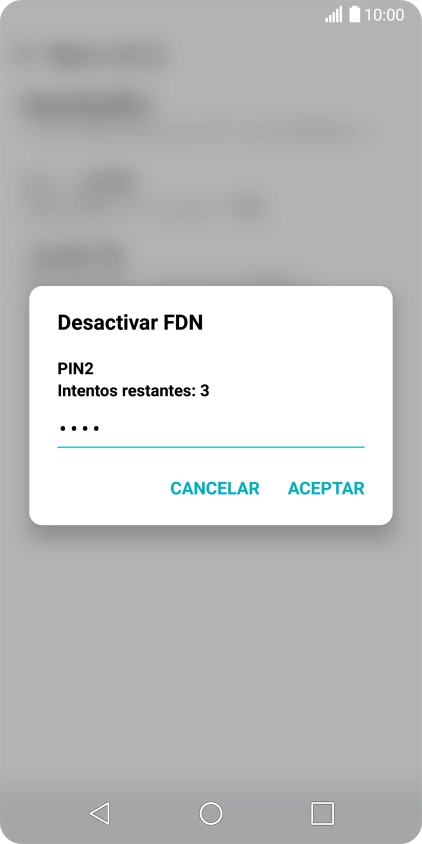 Introduce el código PIN2 y pulsa ACEPTAR.