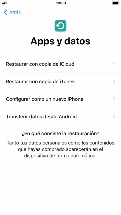 Pulsa Configurar como un nuevo iPhone y sigue las indicaciones de la pantalla para finalizar la activación del teléfono.