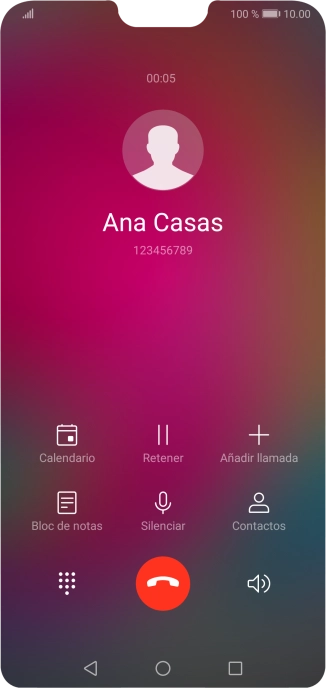Pulsa el icono de finalizar llamada.