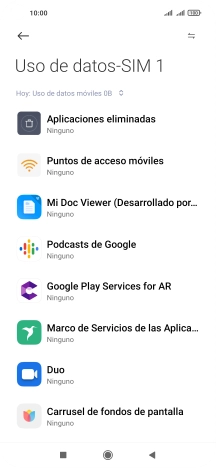 El consumo de datos por cada aplicación aparece bajo el nombre de la aplicación.