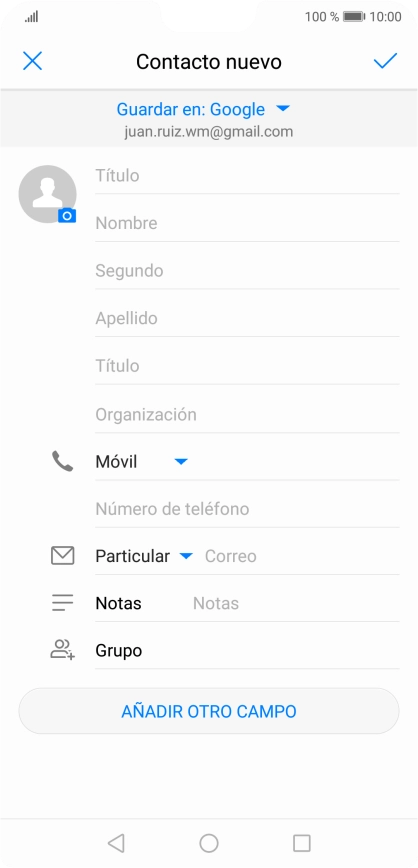 Pulsa Nombre e introduce el nombre deseado.