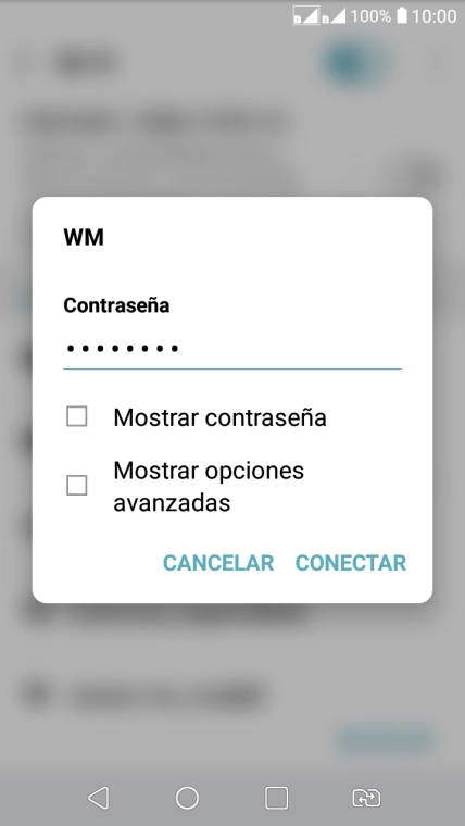 Introduce la contraseña de la red wifi y pulsa CONECTAR.