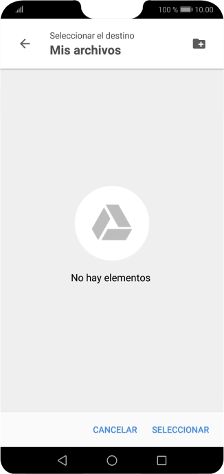 Si deseas crear una nueva carpeta, pulsa el icono de nueva carpeta y sigue las indicaciones de la pantalla para crearla.