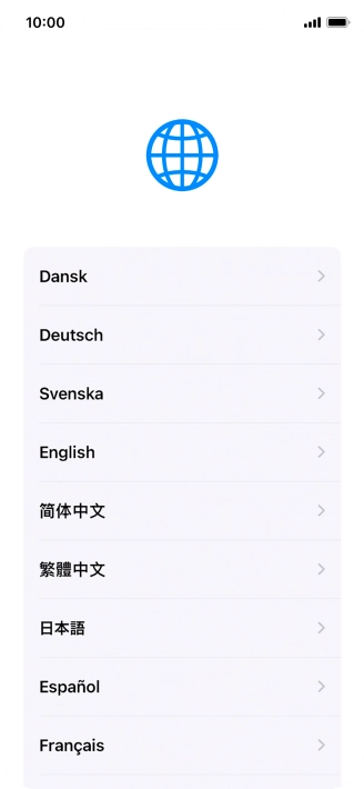 Pulsa el idioma deseado.