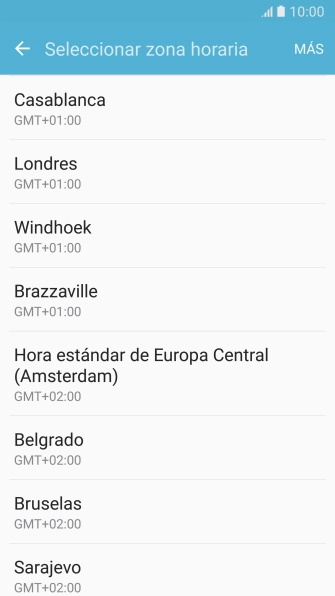 Pulsa la zona horaria deseada.
